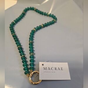 MACRAE & Co Nordstrom Natural Green Beaded Necklace Pave Ring For Charms